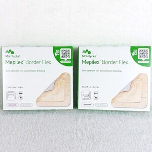 2 boxes Molnlycke 595200 Mepilex 3x3 Self Adherent Soft Silicone Foam Dressing